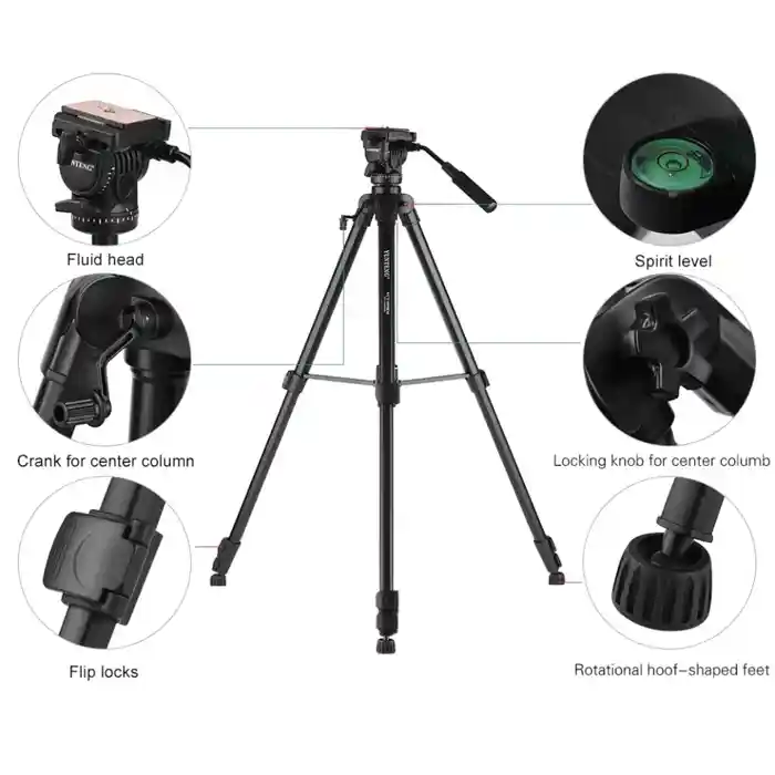 Yunteng VCT-999 Professional Camera Tripod Aluminum Alloy DSLR Camera Tripod (6.75 Feet)